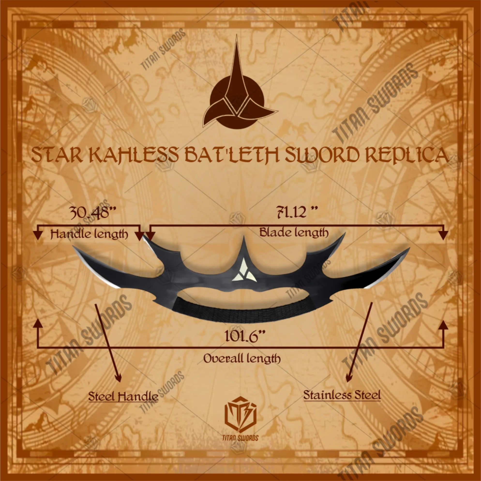 Premium Star Trek Klingon Sword of Kahless Bat’leth Replica with Stainless Steel.