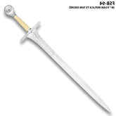Full-length Sun Sword Foam display collectible showcasing premium foam craftsmanship, decorative metallic appearance, reinforced internal core, elegant fantasy styling, detailed handle, and lightweight construction designed for fantasy conventions, cosplay photography, collector shelves, gaming rooms, and movie-themed display collections.