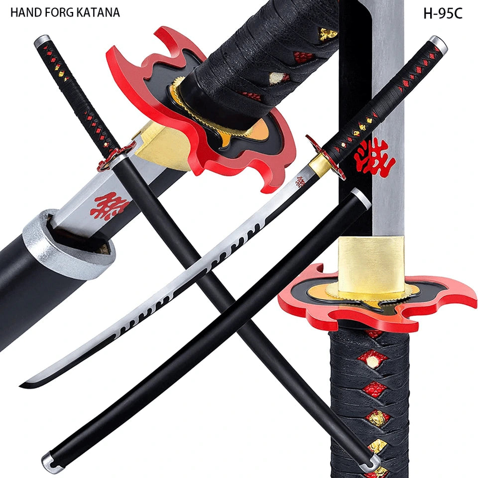 Premium Demon Slayer Flame Nichirin collectible inspired by Tanjiro Kamado for anime rooms and themed photography