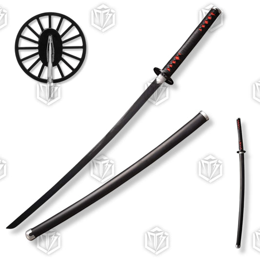 Premium Tanjiro Kamado Nichirin Demon Slayer Sword Replica with carbon steel blade.