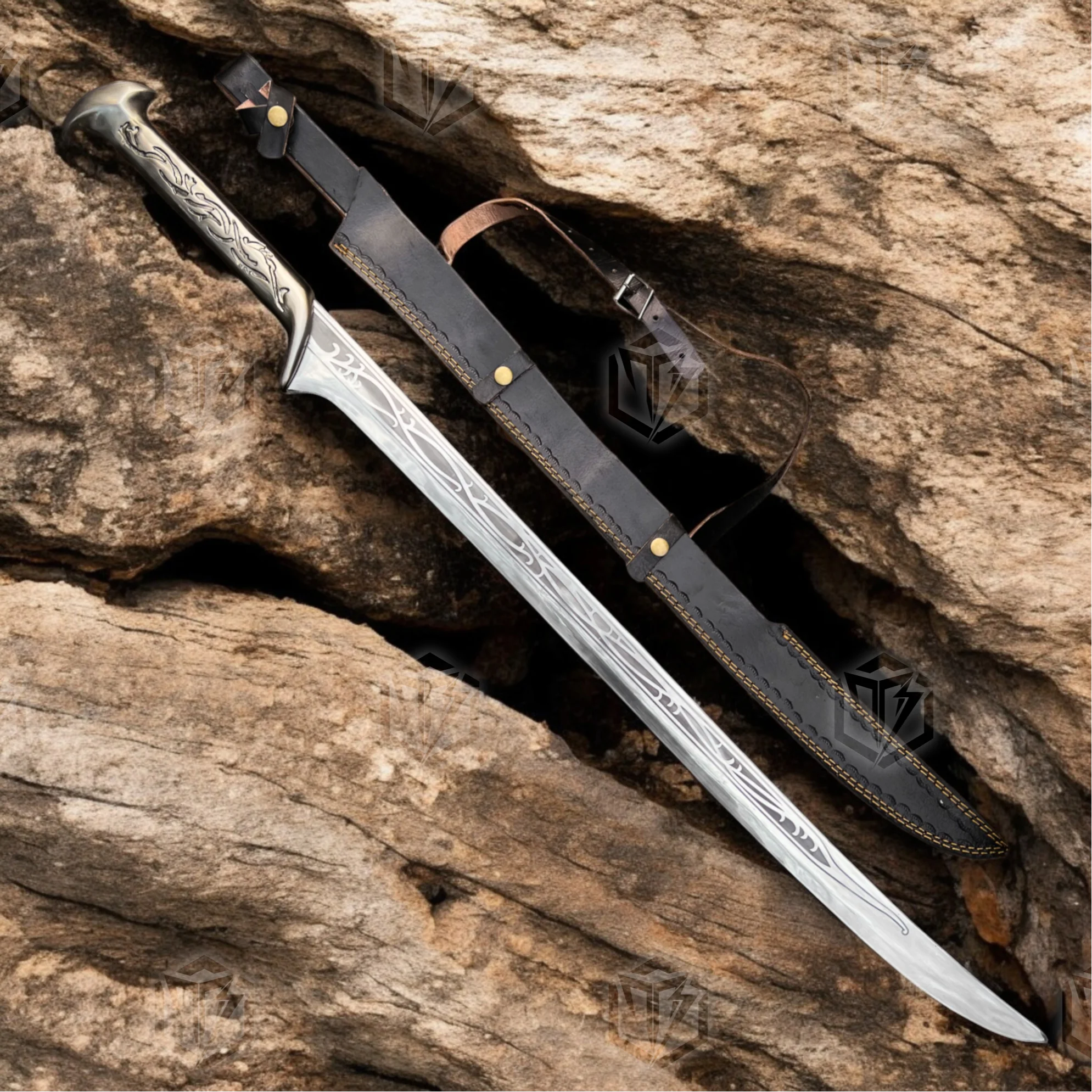 Premium Thranduil Elven King Sword Replica with Mahogany Stand