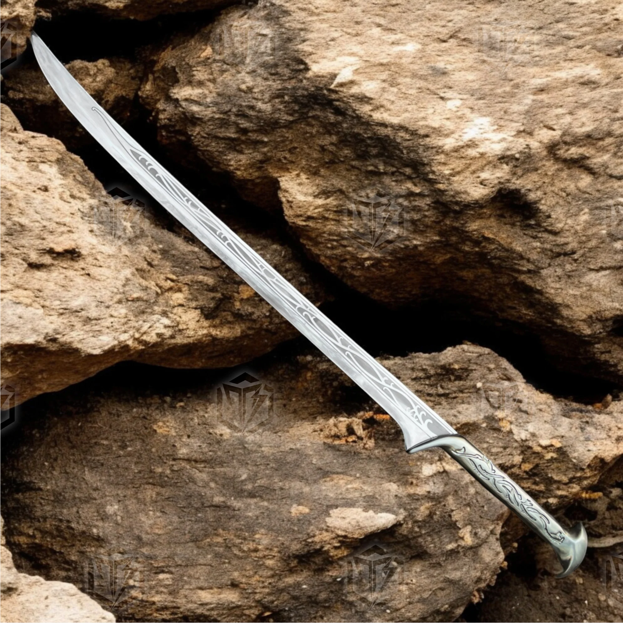 Premium Thranduil Elven King Sword Replica with Mahogany Stand