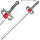 Close-up of the ThunderCats Lion-O Sword of Omens Foam Display Collectible highlighting the jeweled decorative handle, premium painted finish and detailed fantasy-inspired craftsmanship