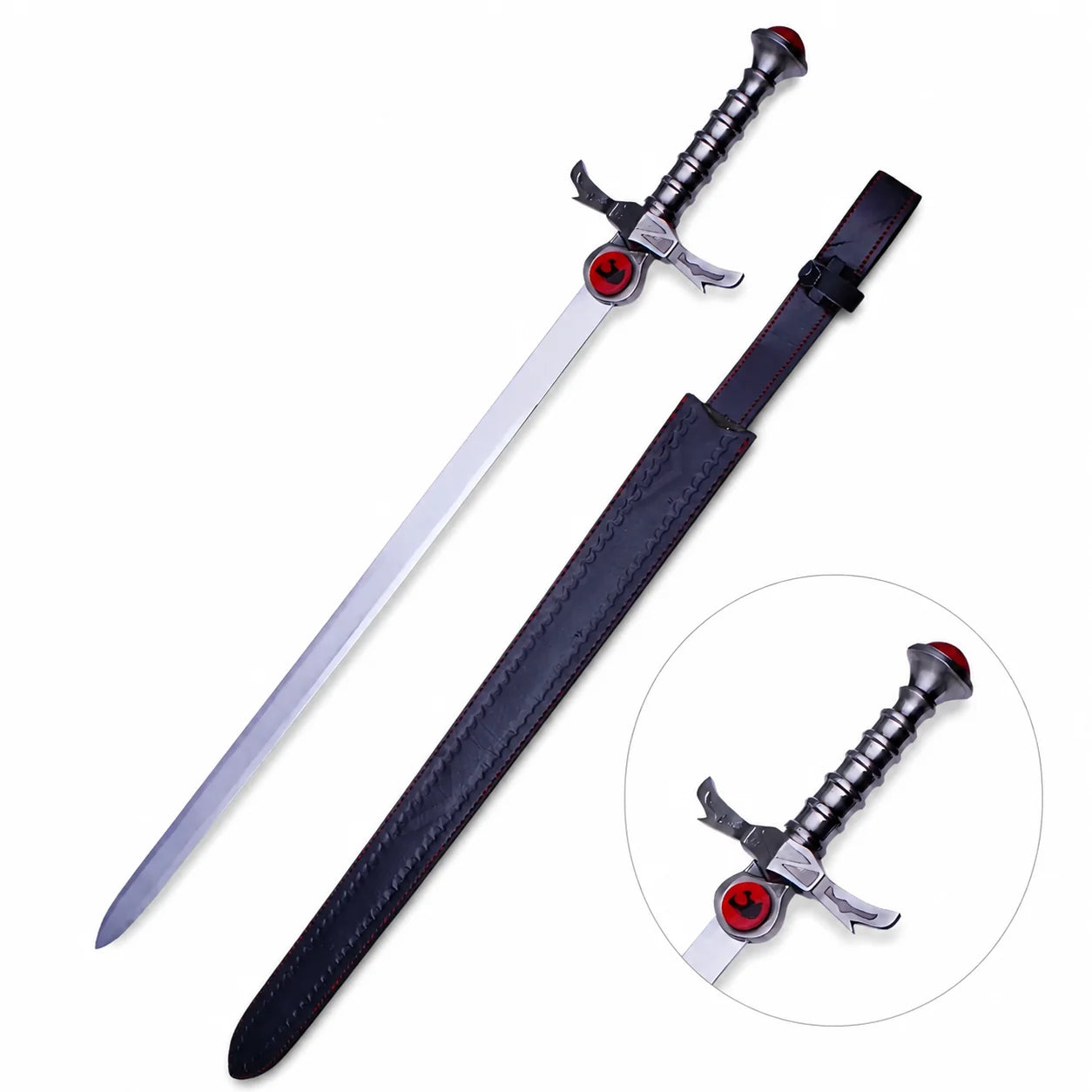 Lion-O Sword of Omens prop replica full view on mossy log – ThunderCats display collectible