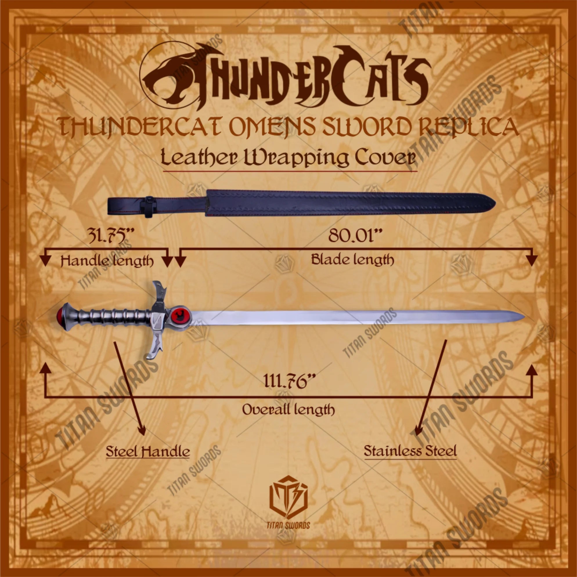 Premium ThunderCats Sword of Omens Lion-O Replica with stainless steel blade.