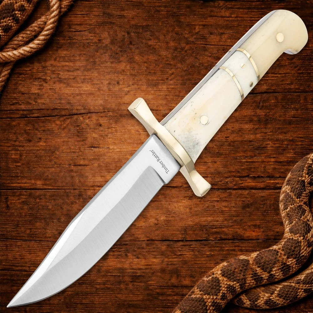 Timber Rattler Camel Bone Bowie Knife Set