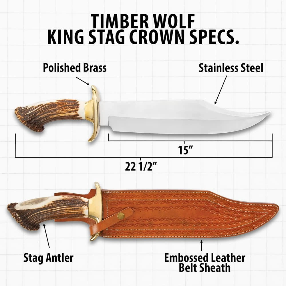 Timber Wolf King Stag Crown Knife