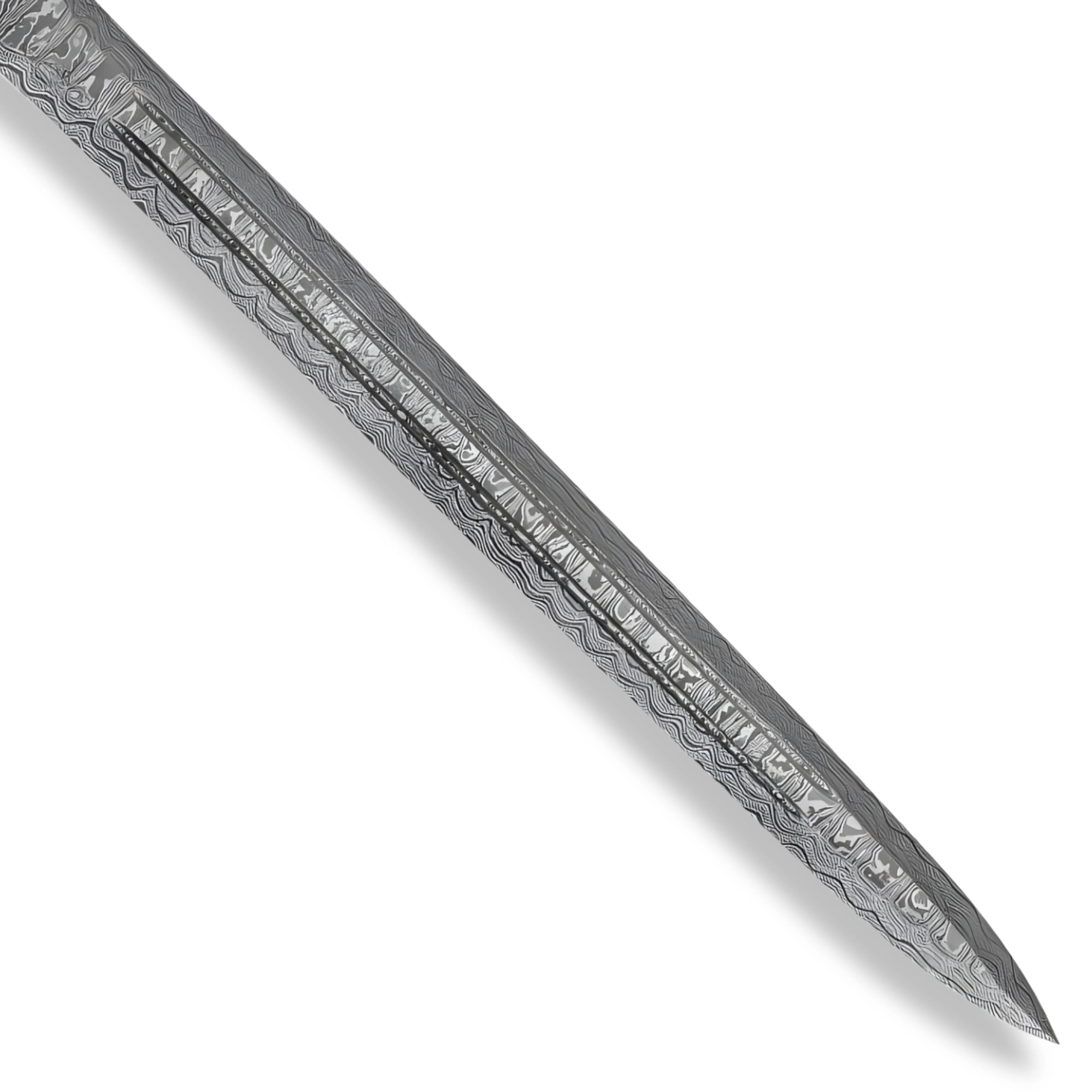Premium Timber Wolf Middle Ages Medieval Damascus Steel Sword with damascus steel.