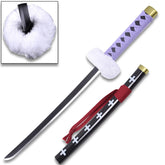 Trafalgar Law Kikoku Sword display collectible inspired by One Piece featuring a premium carbon steel display finish, decorative scabbard, and detailed wrapped handle for anime collectors and cosplay enthusiasts.