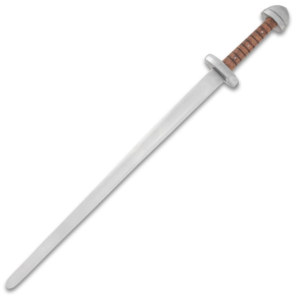 Viking training sword with 29.25-inch blunted carbon blade and wooden handle for reenactment