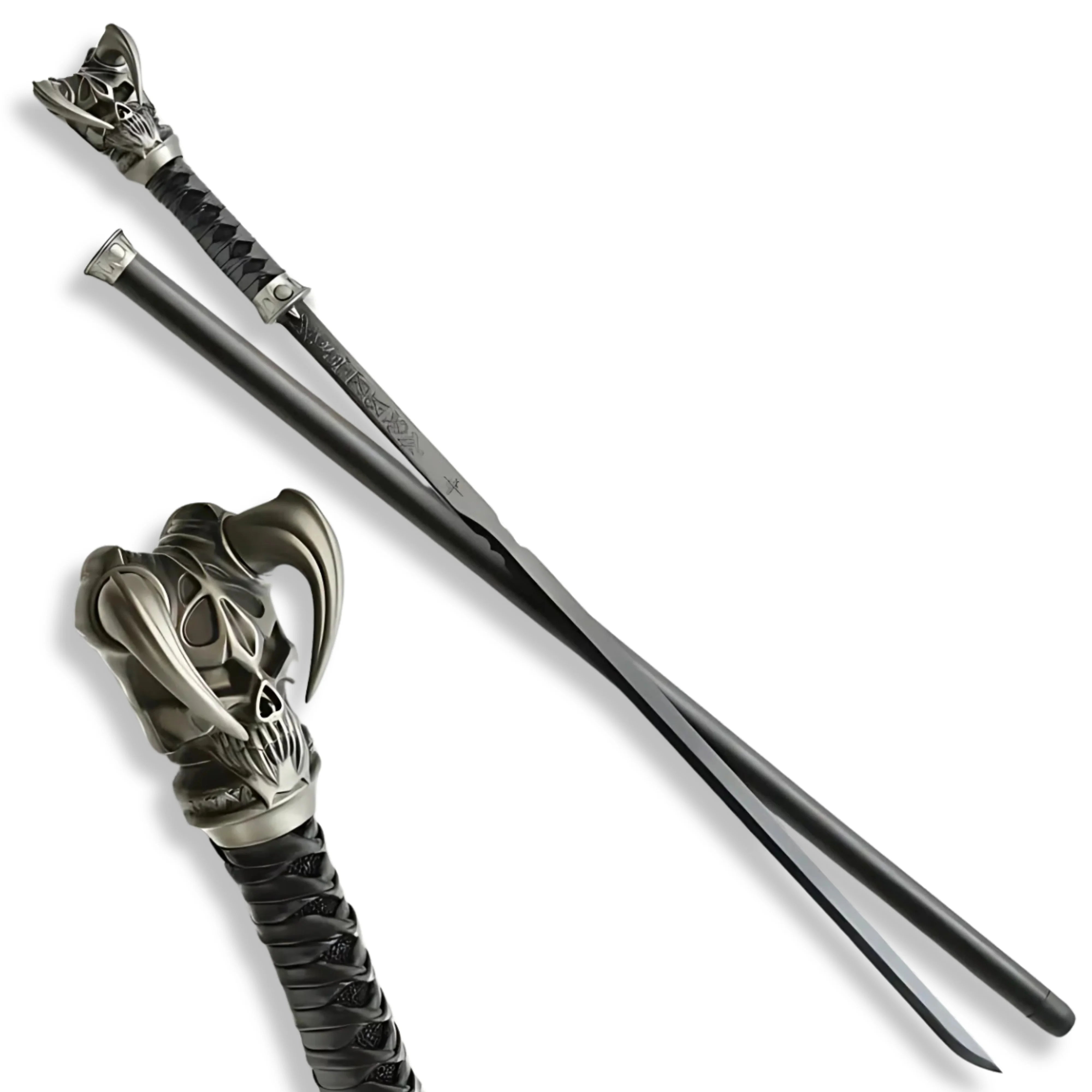 Preimum Vorthelok Black Cane Sword Forged Replica with runic engravings.