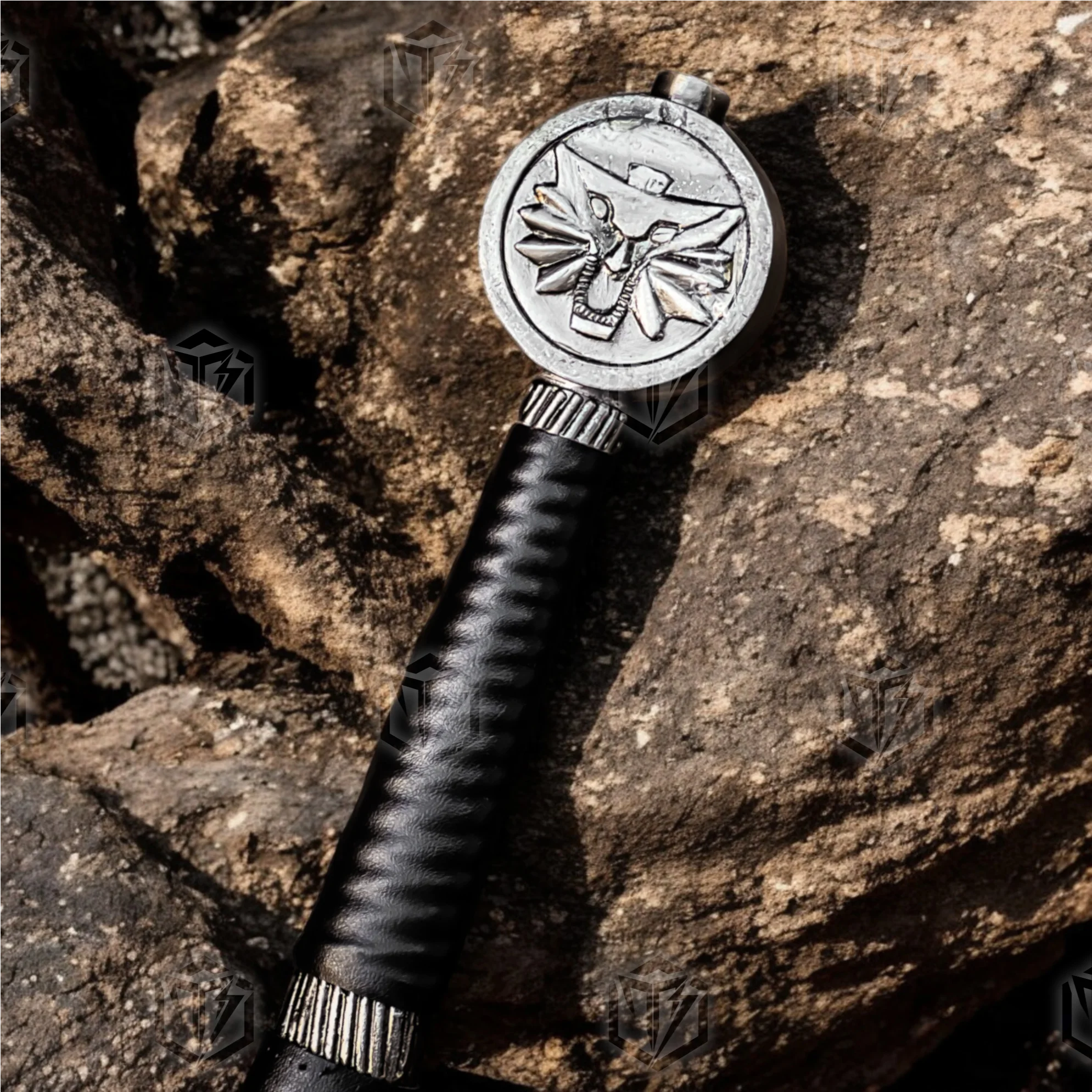 Premium Witcher Geralt’s Wolf Steel Sword Replica with Ebony Plaque Stand