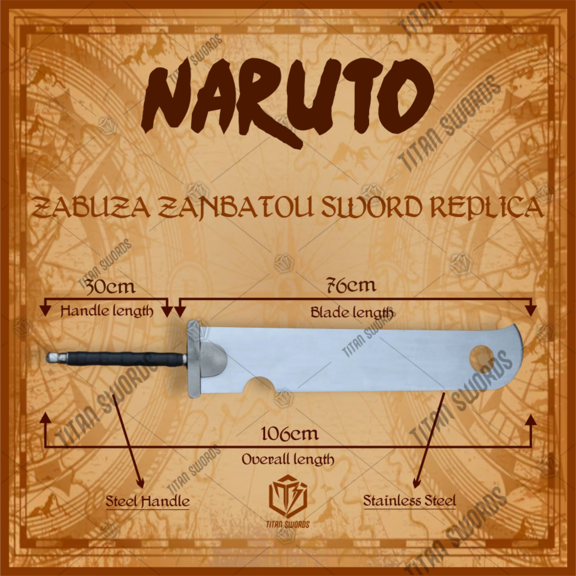 Premium Zabuza Momochi Zanbatou Sword Replica with stainless steel blade.