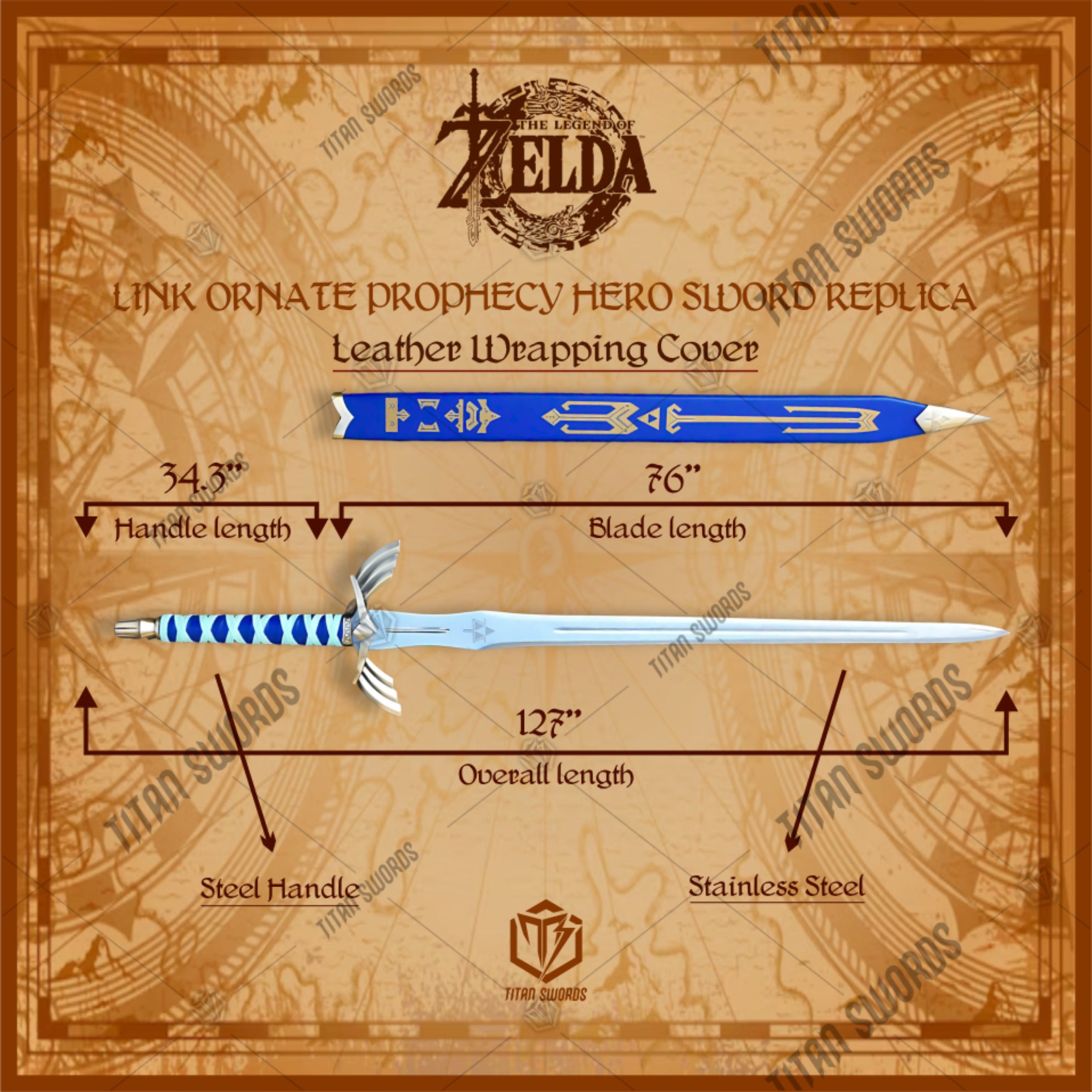 Premium Zelda Link Master Sword and Hylian Shield Replica Set with display stand