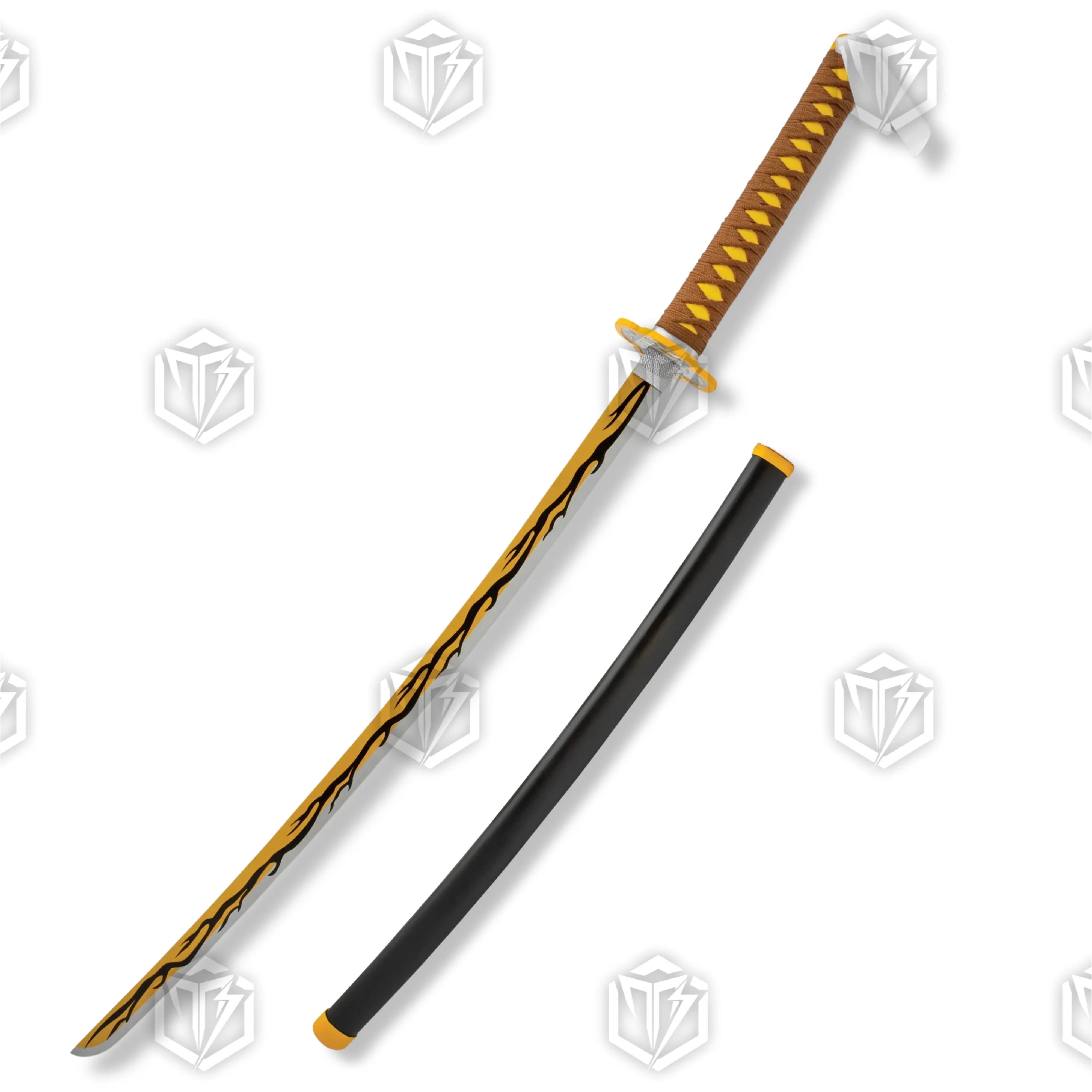 Premium Zenitsu Agatsuma Nichirin Demon Slayer Sword Replica with carbon steel blade.