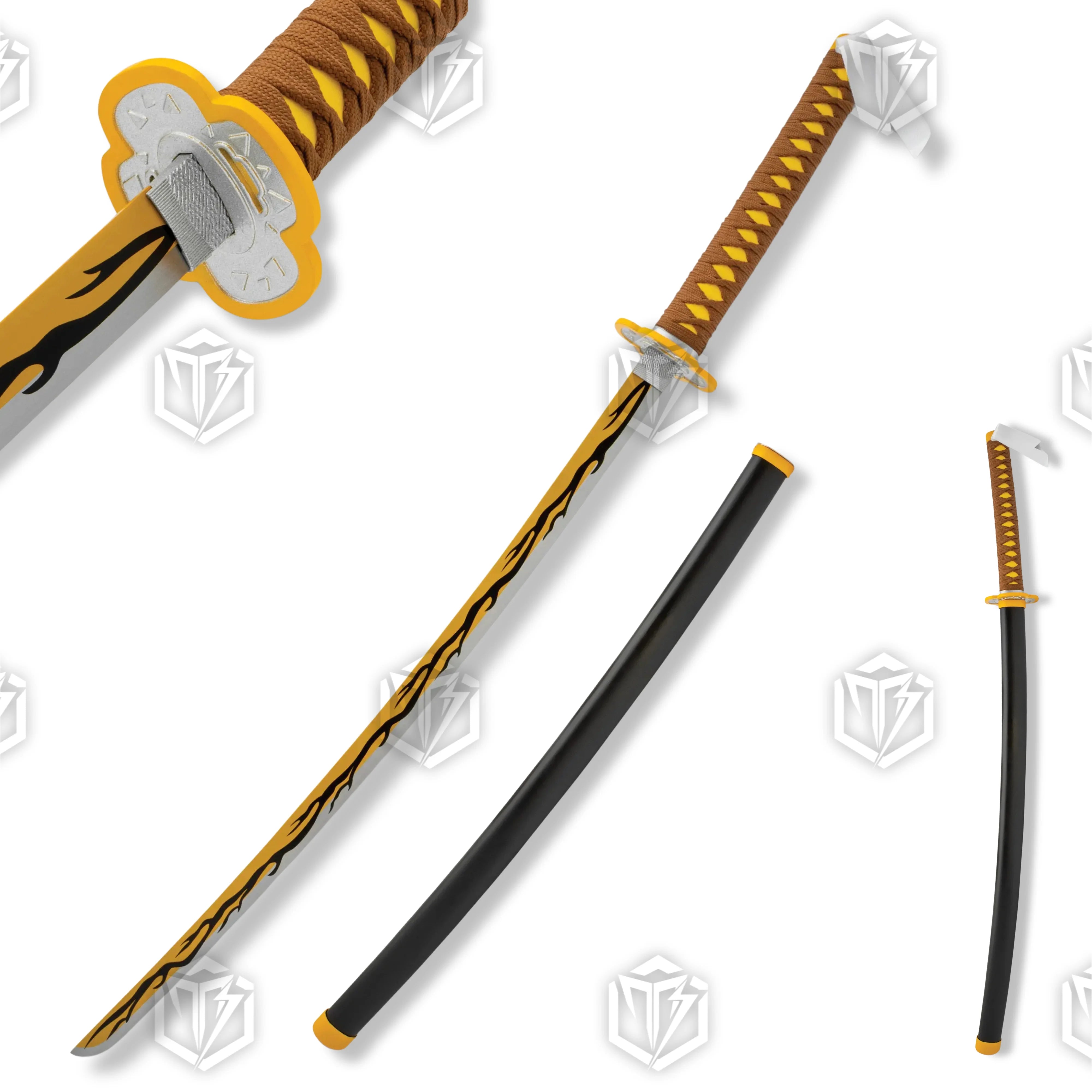 Premium Zenitsu Agatsuma Nichirin Demon Slayer Sword Replica with carbon steel blade.