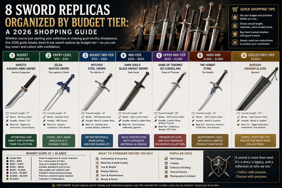 8 Sword Replicas Organized by Budget Tier: A 2026 Shopping Guide
