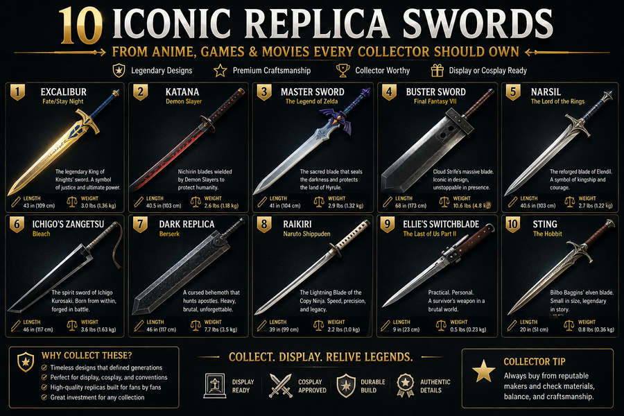 10 Iconic Replica Swords From Anime, Games & Movies Every Collector Should Own