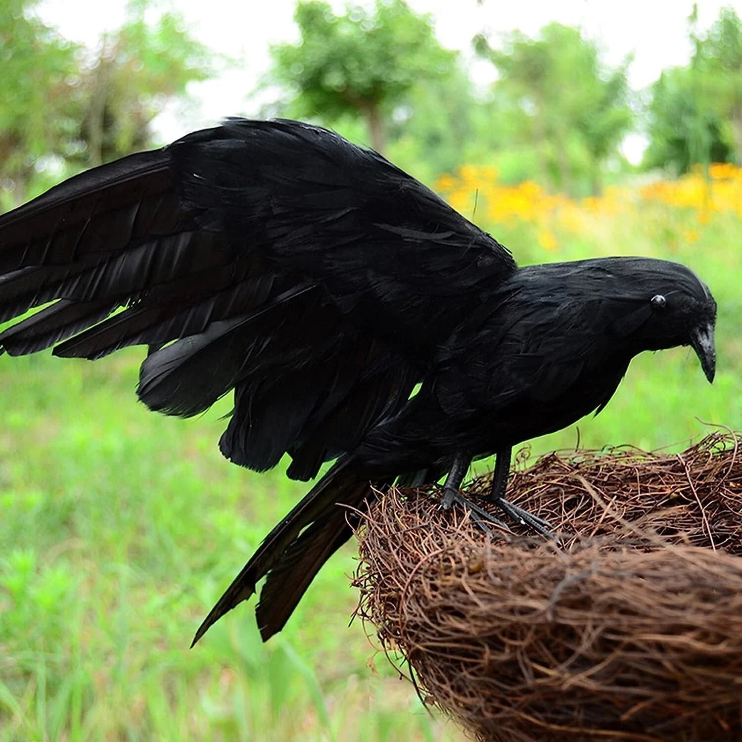 10pcs Halloween Crow Decor, Handmade Realistic Black Feathered Lifesize Outdoor Decoration Titan Swords