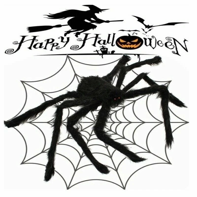 2 Pack 35 Inch Giant Fake Spider Halloween Decor, Soft Haunted House Prop Yard Party Display Titan Swords