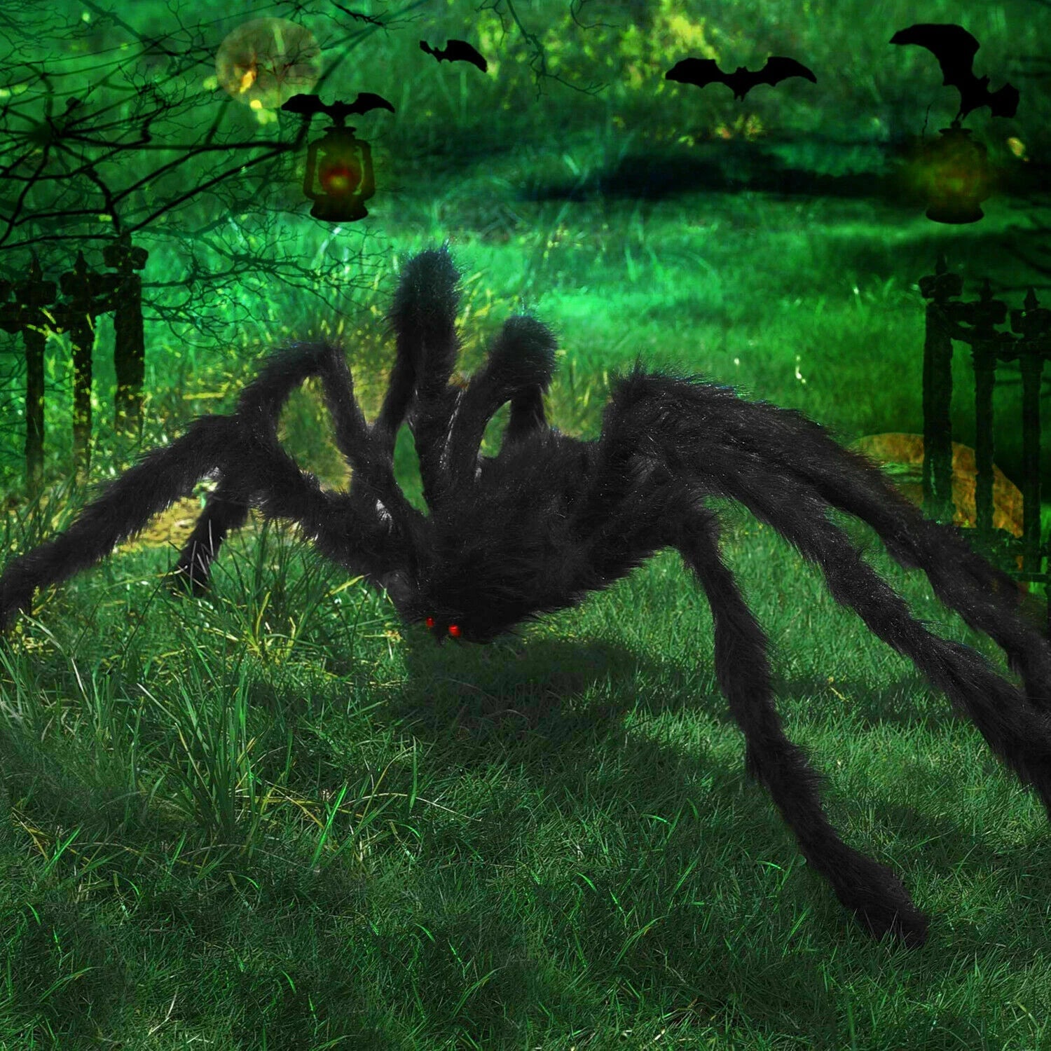 Giant 35 Inch Fake Spider 2 Pack Halloween Party Prop Porch and Yard Spooky Decor