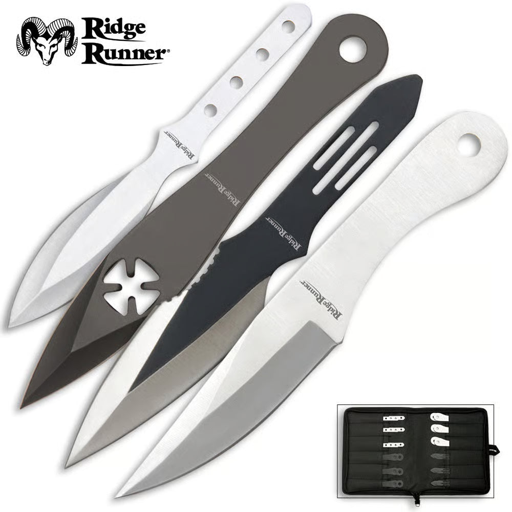 24-piece Ridge Runner throwing knives set for outdoor target practice