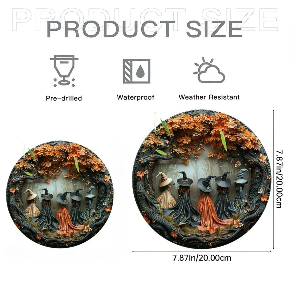 2D Flat Print Halloween Witch Acrylic Wall Sign Indoor Outdoor Seasonal Decor
