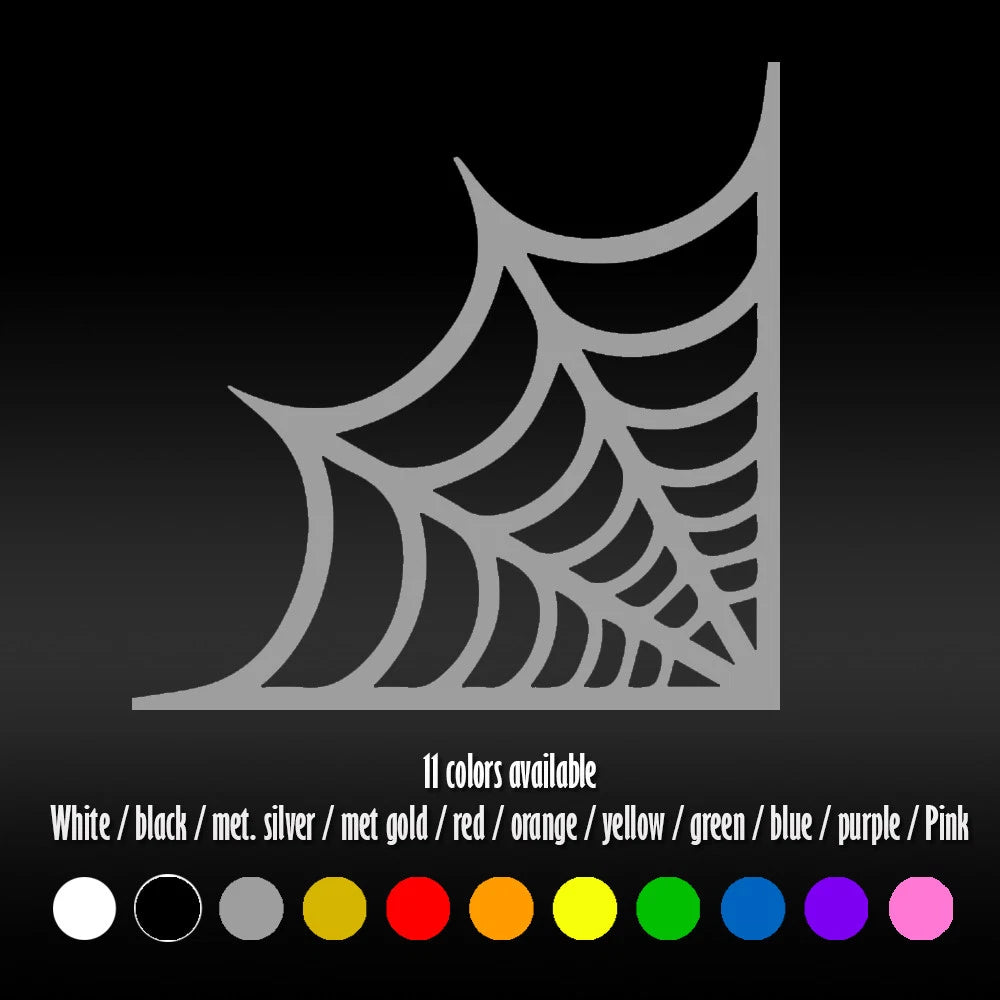 6 Inch Cobweb Corner Halloween Vinyl Decal 2 Pack Spider Web Car Glass Sticker