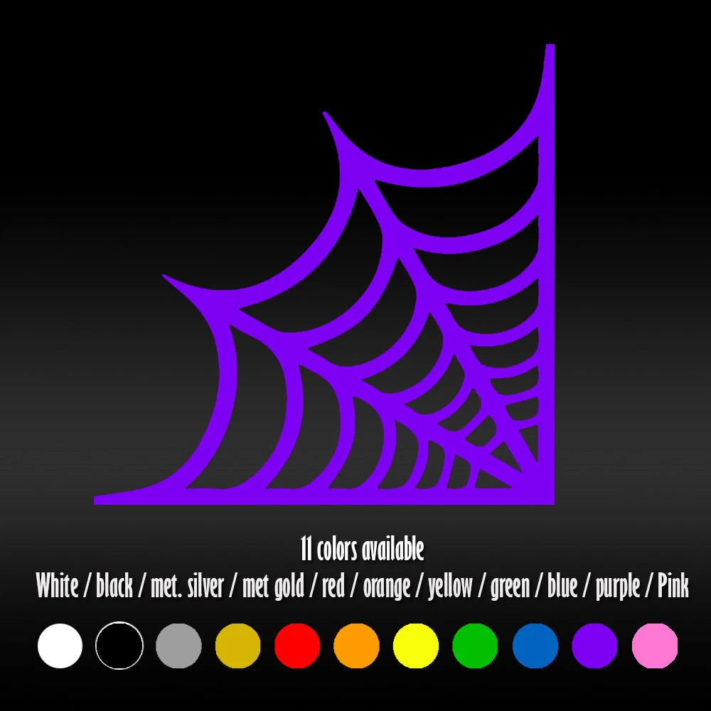 Halloween Spider Web Corner Sticker 6 Inch 2 Pack Cobweb Vinyl Car Window Decal
