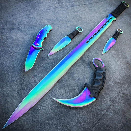 5PC Rainbow Blade Set colorful knife collection