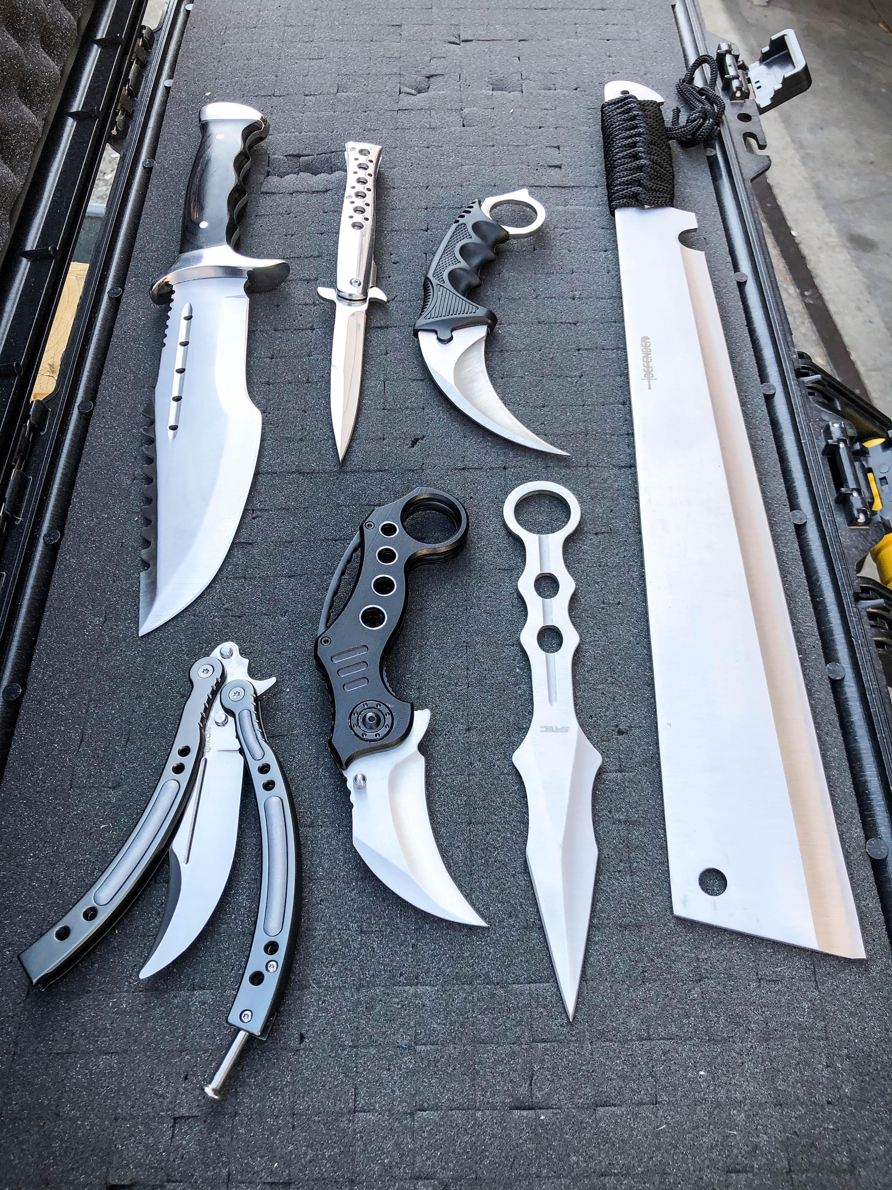 7PC Knife Set silver outdoor knife collection