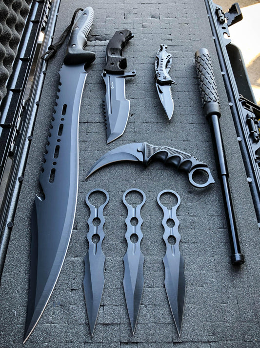 8-Piece Reaper Knife Set – Full Tang Fixed Blade Collection Titan Swords