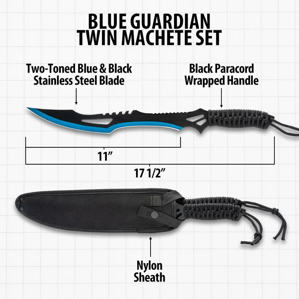 Blue Guardian Twin Machete Set with Sheath