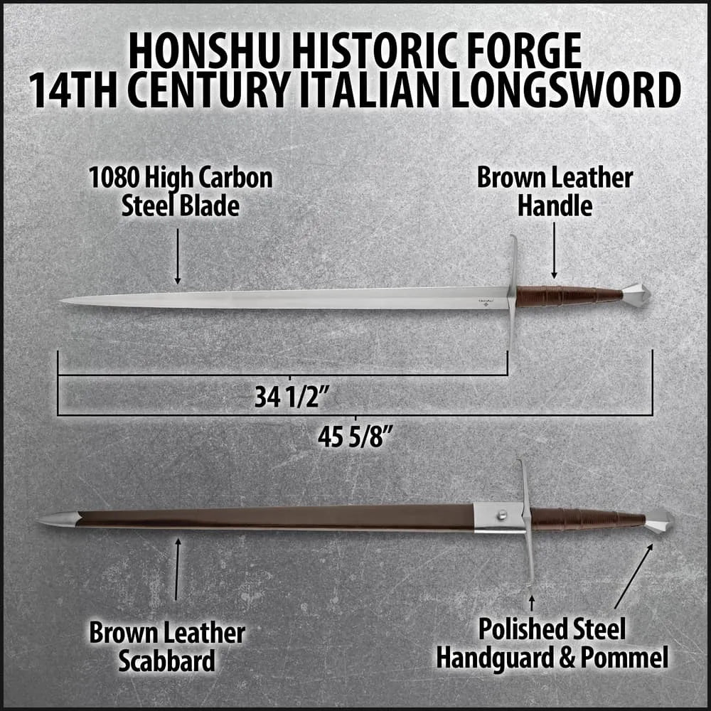 Honshu 14th Century Italian Longsword - Historic Forge Edition