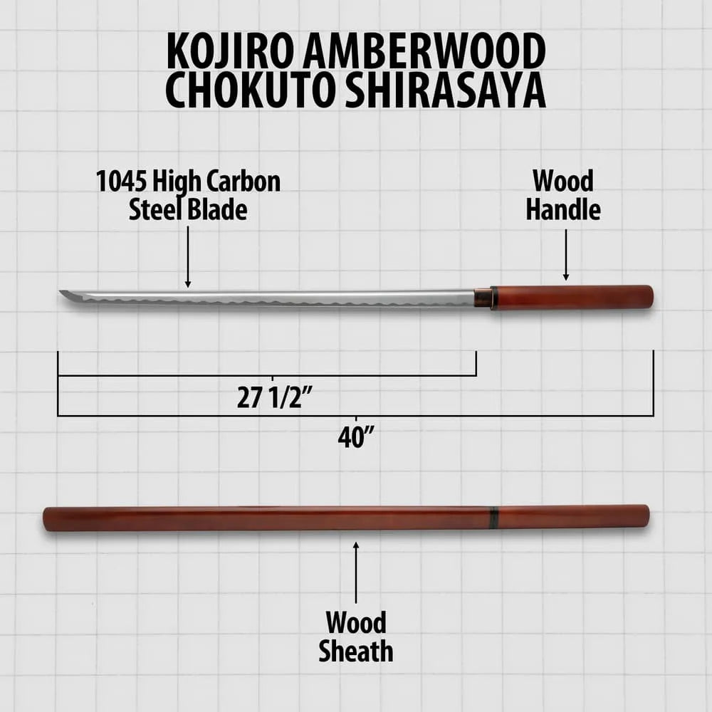 Kojiro Amberwood Chokuto Shirasaya