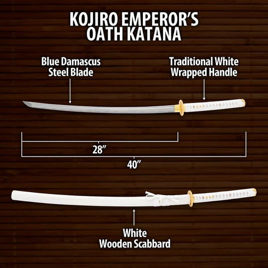 Kojiro Emperor’s Oath Katana | White Scabbard included