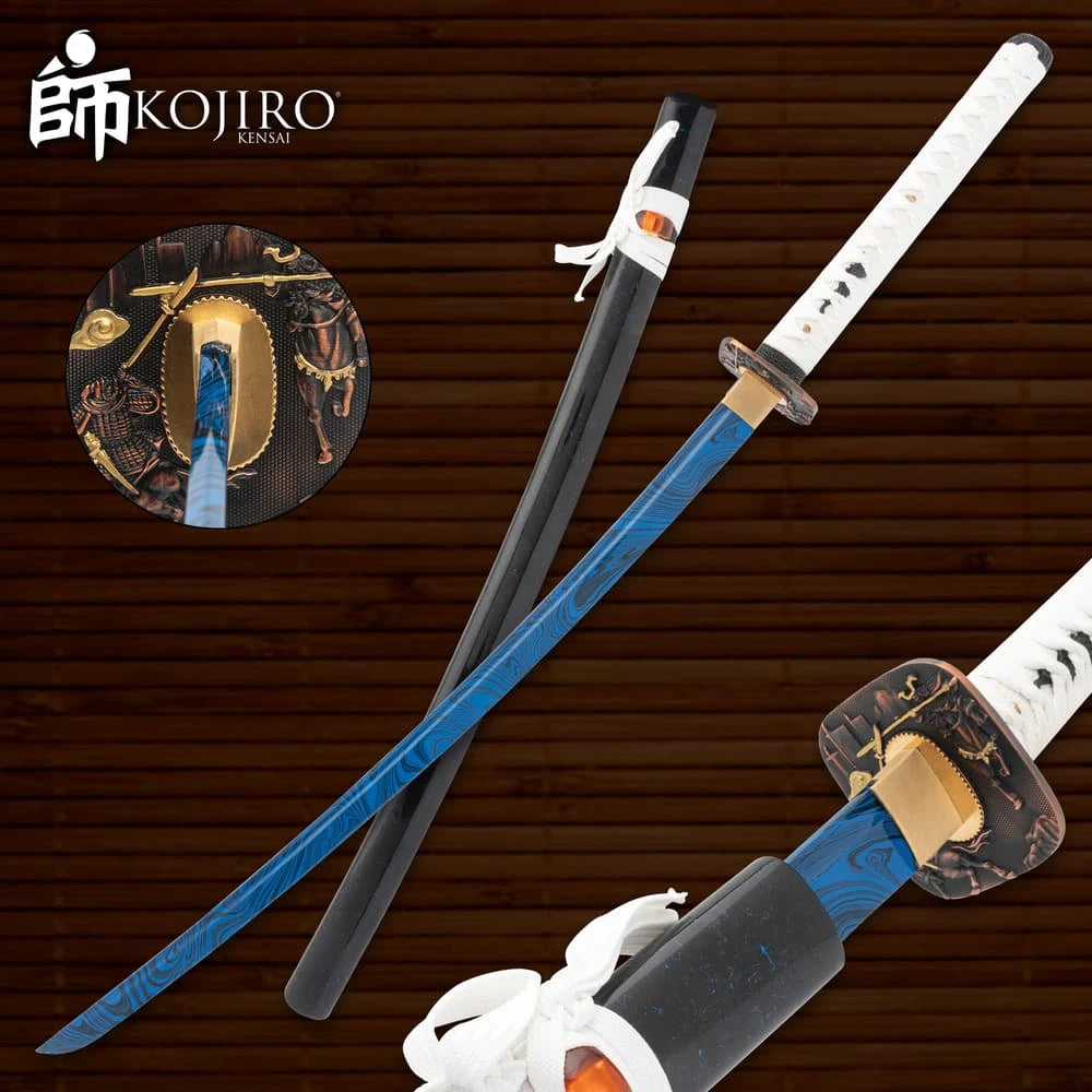 Kojiro Splintered Sky Katana | Black Splatter Scabbard