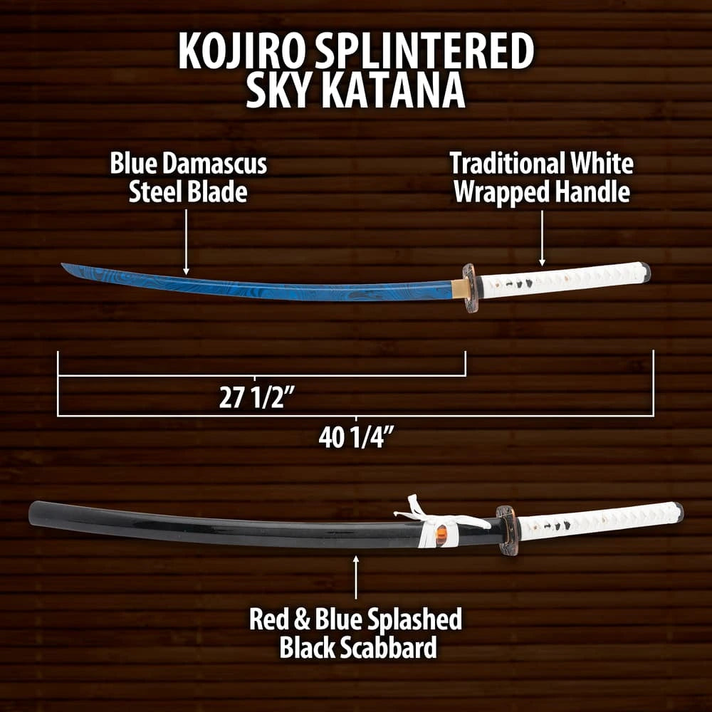 Kojiro Splintered Sky Katana | Black Splatter Scabbard