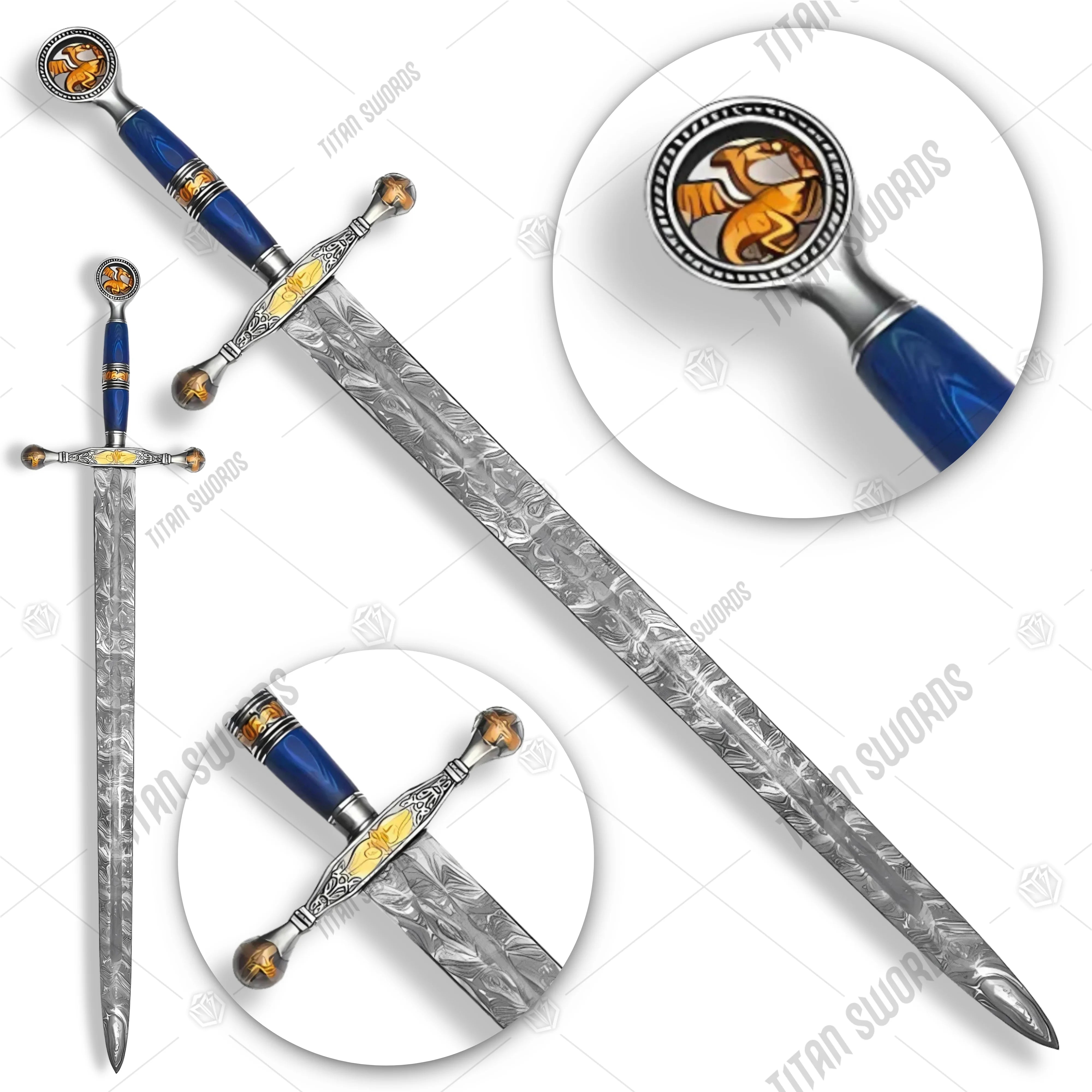 SAINT GE0RGE BLUE DAMASCUS SWORD Blue