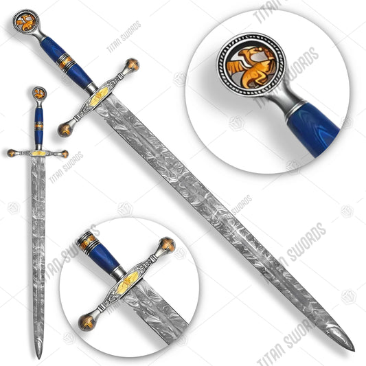 SAINT GE0RGE BLUE DAMASCUS SWORD Blue