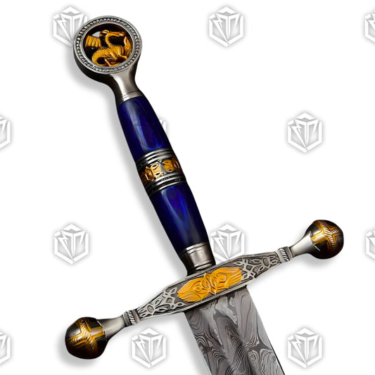 SAINT GE0RGE BLUE DAMASCUS SWORD Blue
