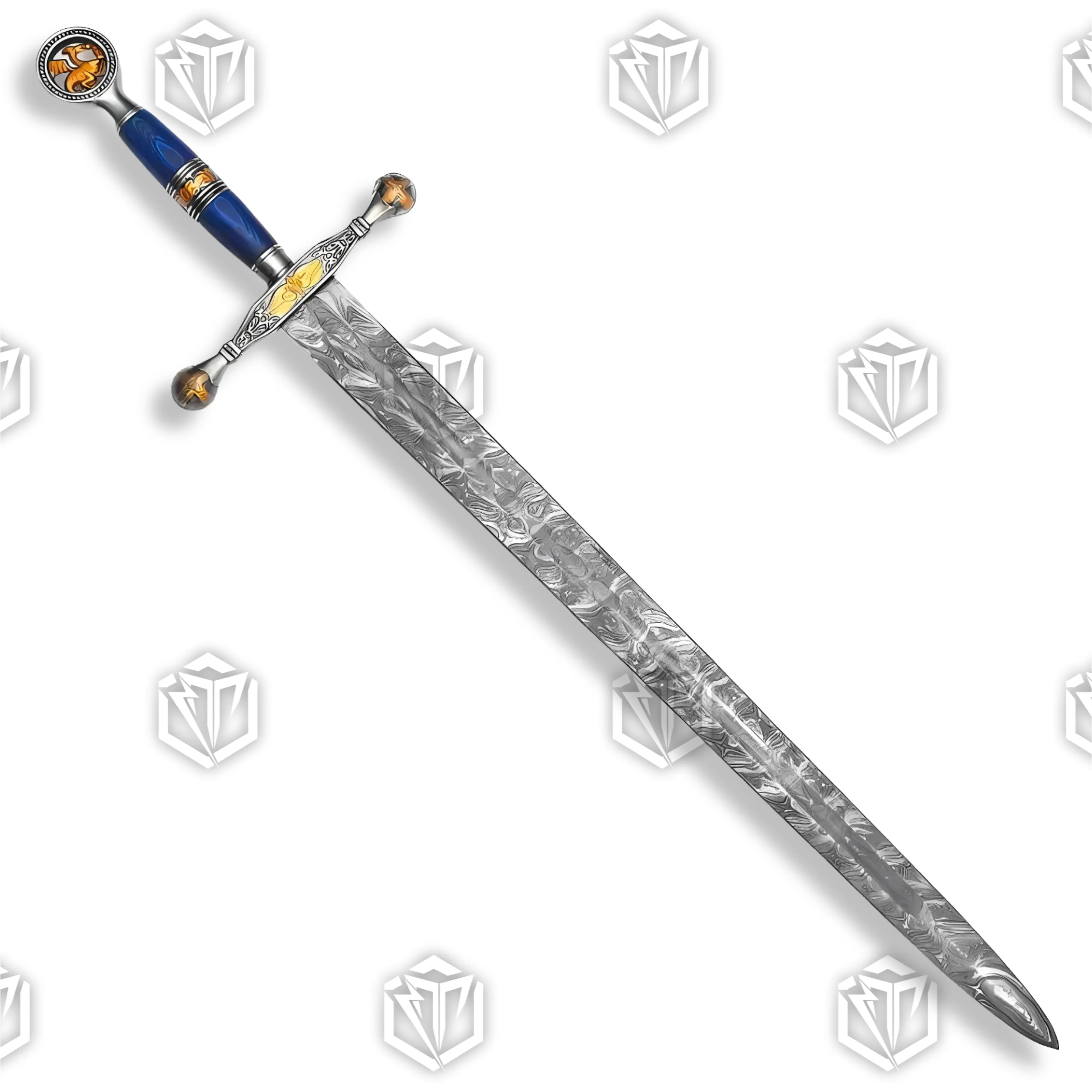 SAINT GE0RGE BLUE DAMASCUS SWORD Blue
