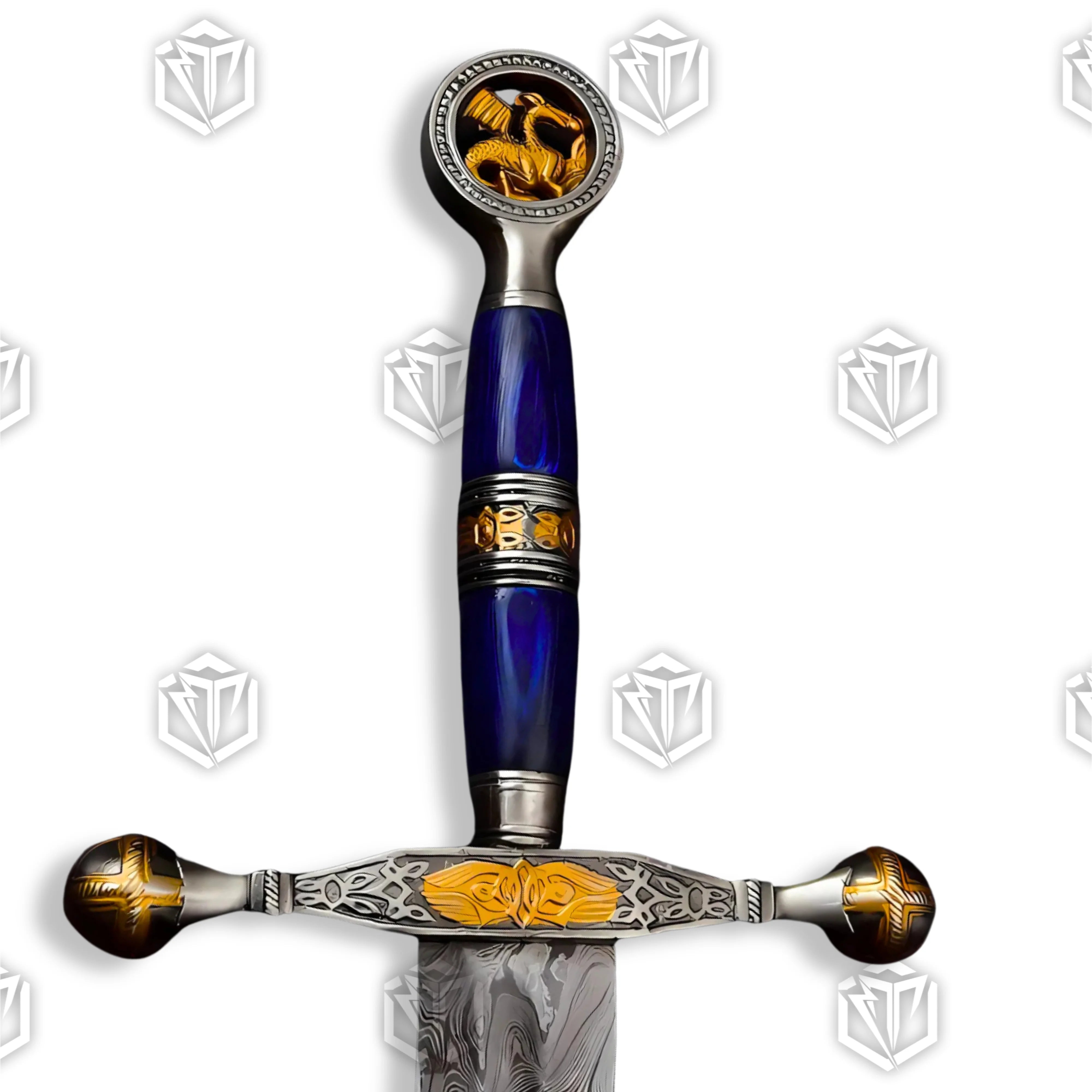 SAINT GE0RGE BLUE DAMASCUS SWORD Blue