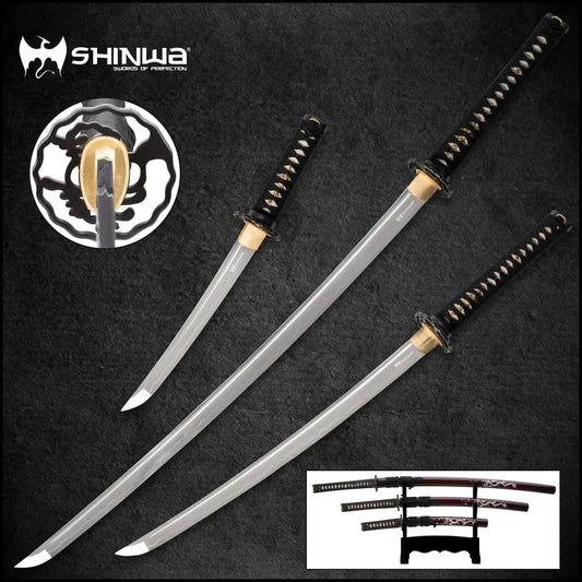 Shinwa Pearl Maroon Samurai Sword Set | 1060 carbon steel