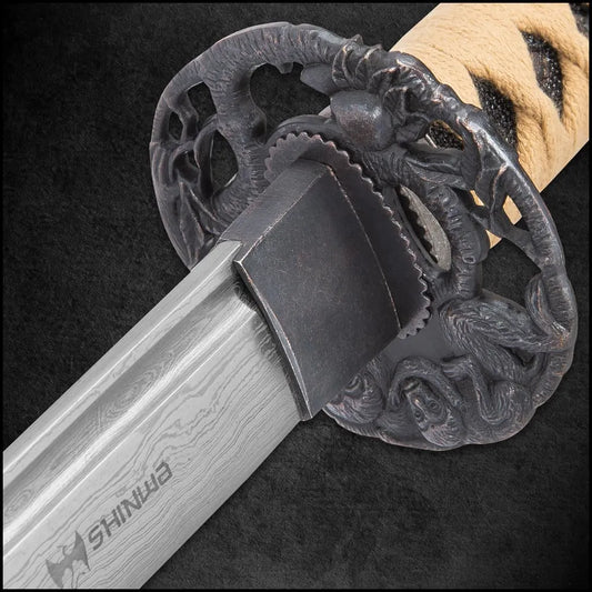 Shinwa Regal Makaku Wakizashi | 21” Damascus steel | 29 1/4" overall