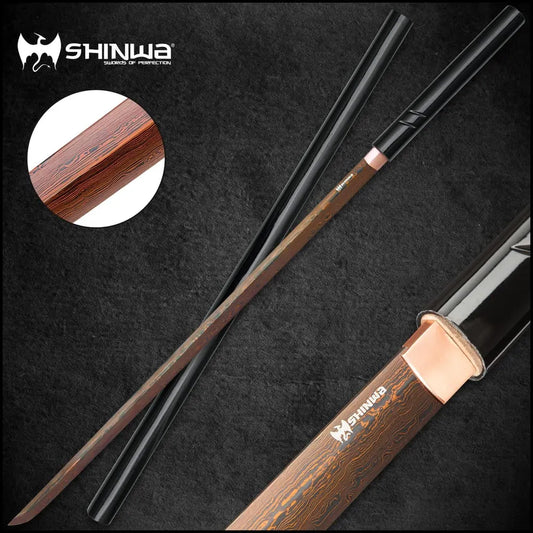 Shinwa SilkSting Handmade Shirasaya | 29” black Damascus steel | 40 1/4" overall