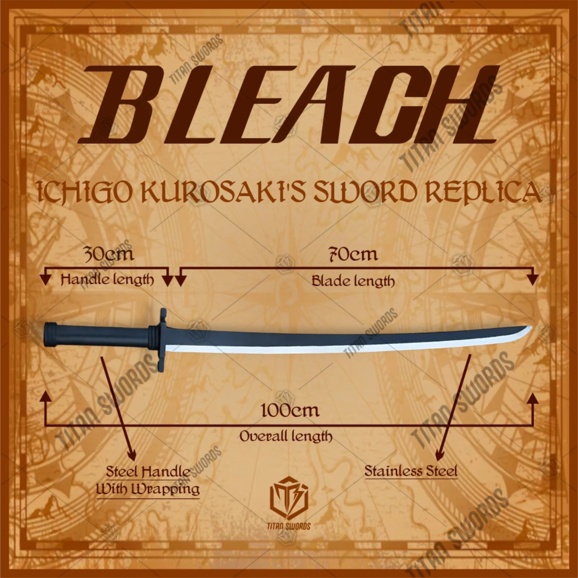 Wooden Bleach Ichigo Tensa Zangetsu Replica