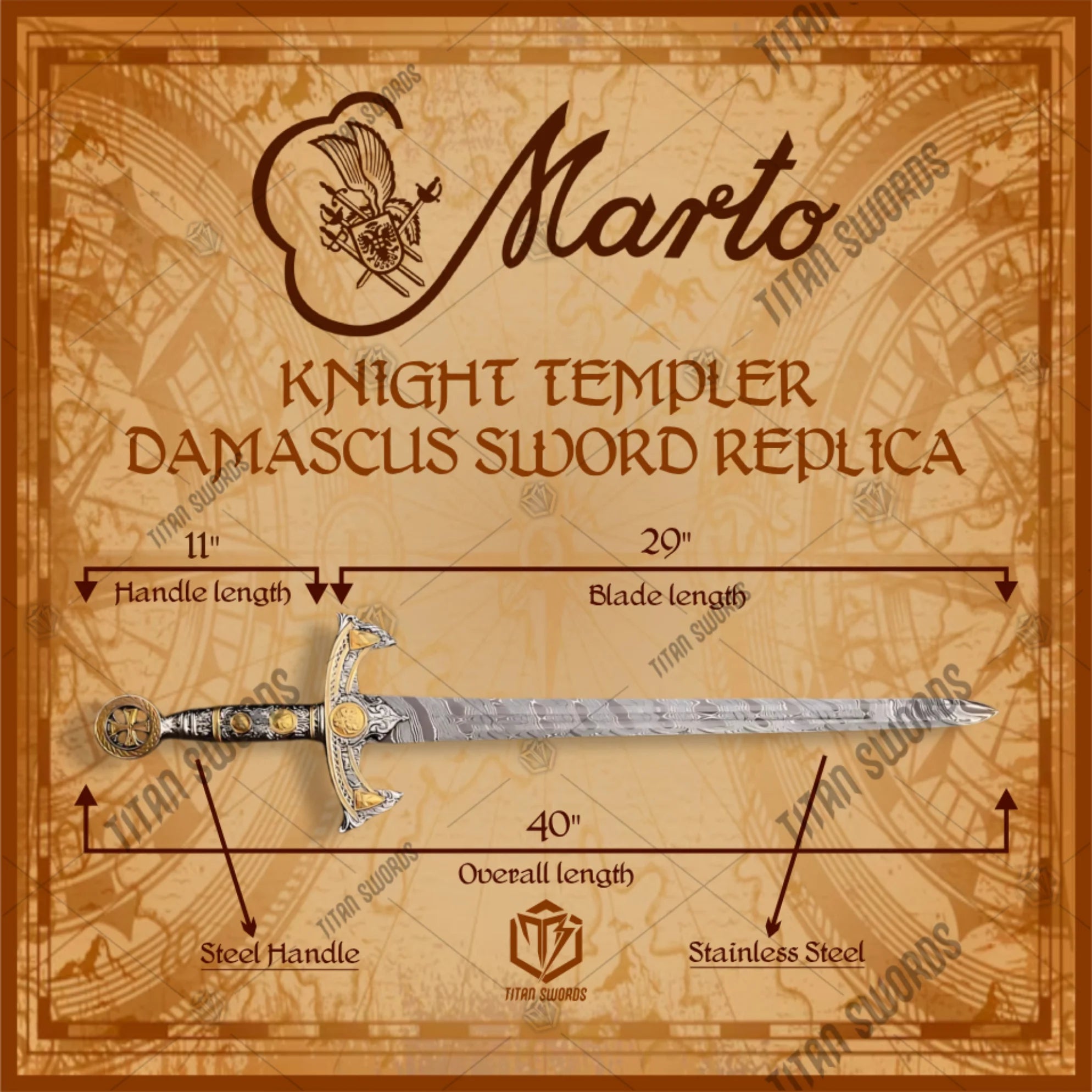 Shinwa Black Knight Damascus Katana