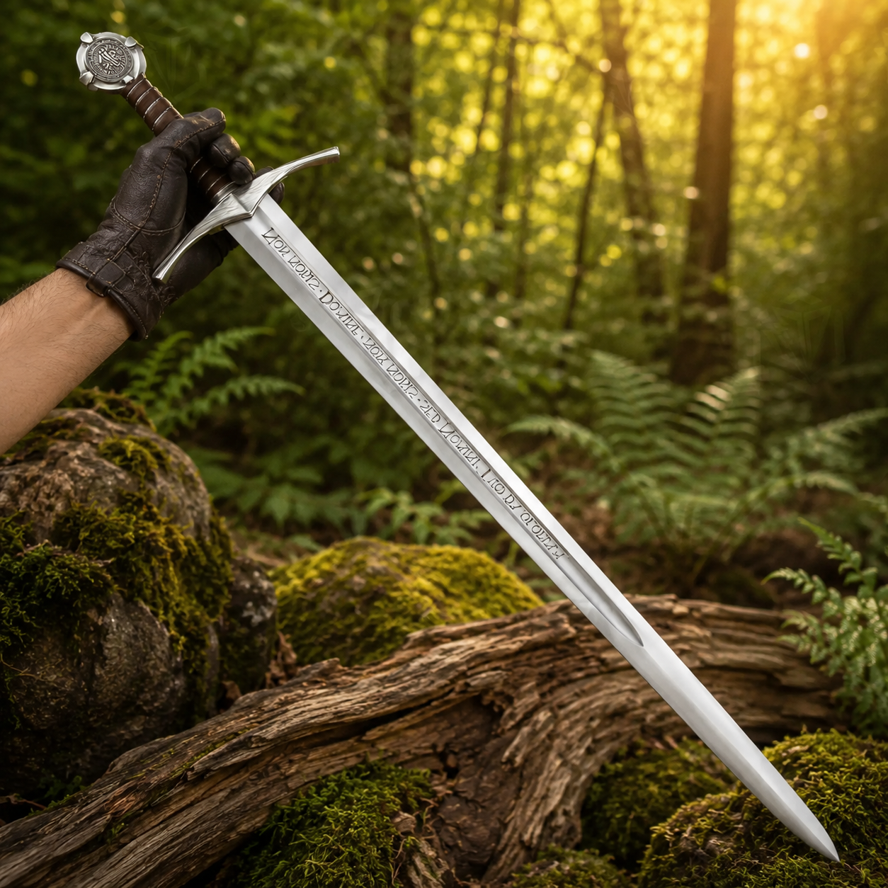 Knights Templar Accolade Sword prop replica with leather scabbard and Templar cross detailing