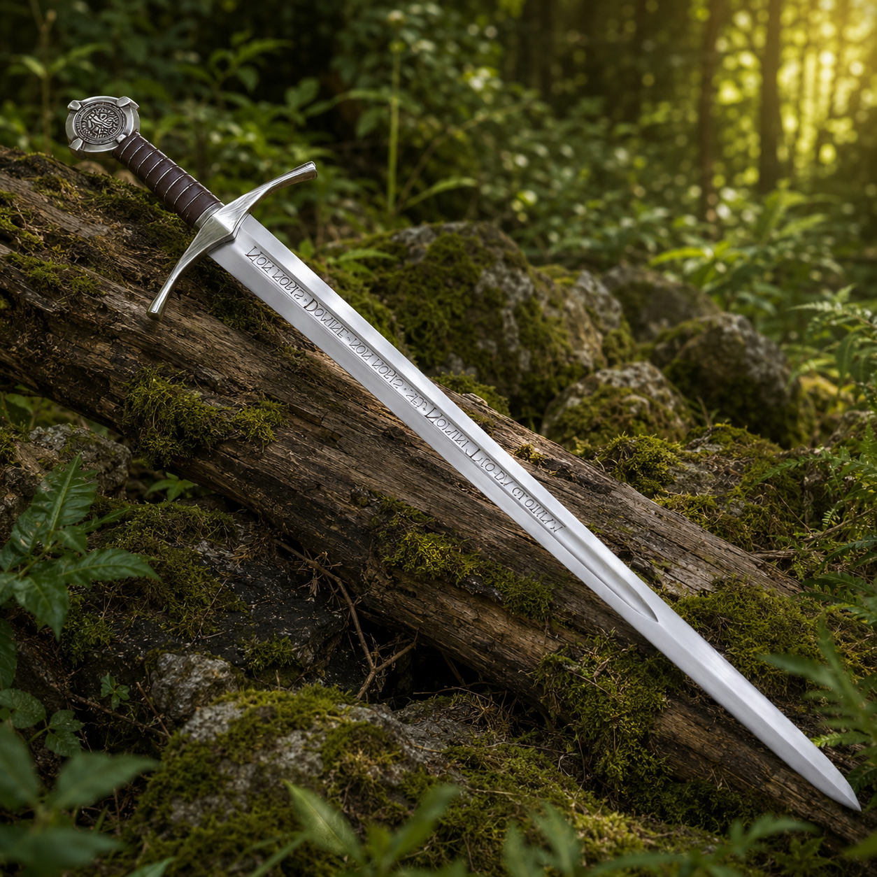 Knights Templar Accolade Sword prop replica pommel and leather-wrap grip close-up detail